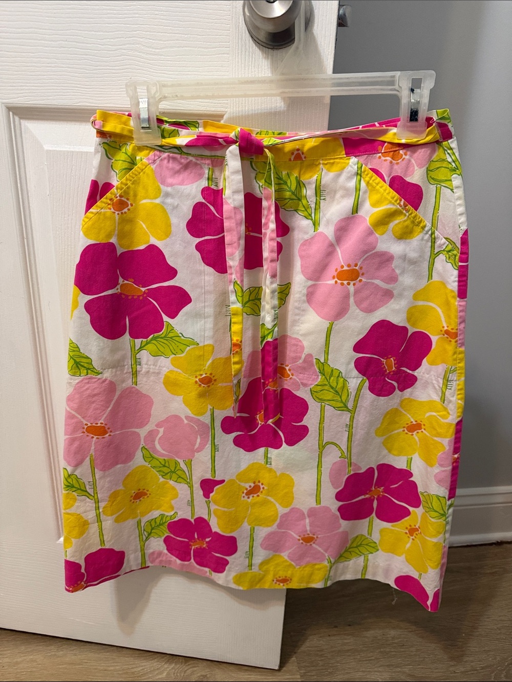 Vintage Lilly Pulitzer Pink Yellow Floral A-Line Skirt